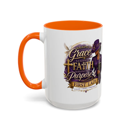 Faith & Purpose Accent Coffee Mug — First Lady Church Design (11/15oz)