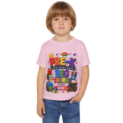 Toddler T-Shirt — "Pre-K Big Things Start Here" Back-to-School Shirt