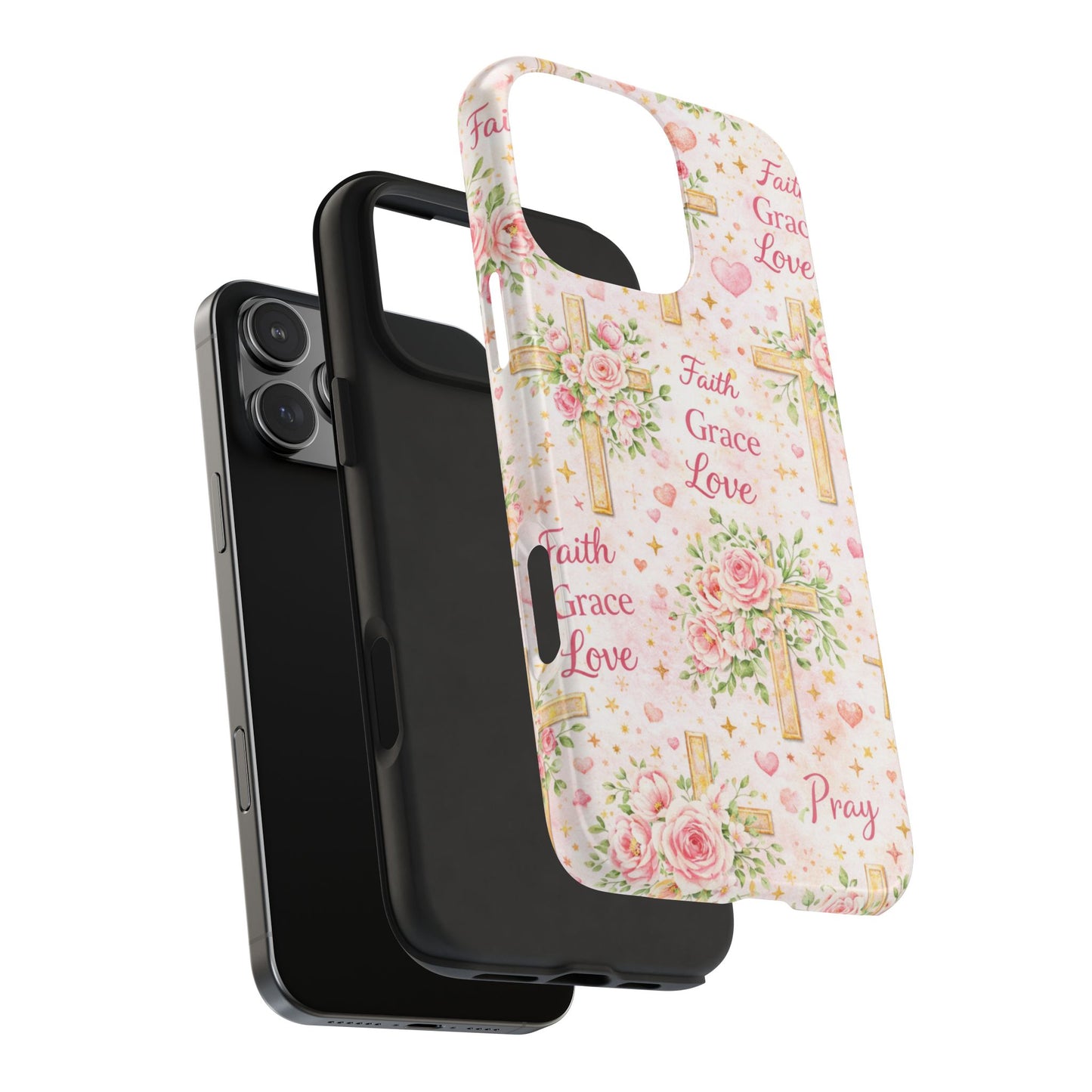 Faith Grace Love Cross Phone Case | Christian Floral iPhone Case
