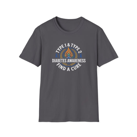 Type 1 & Type 2 Find a Cure Diabetes Awareness T-Shirt