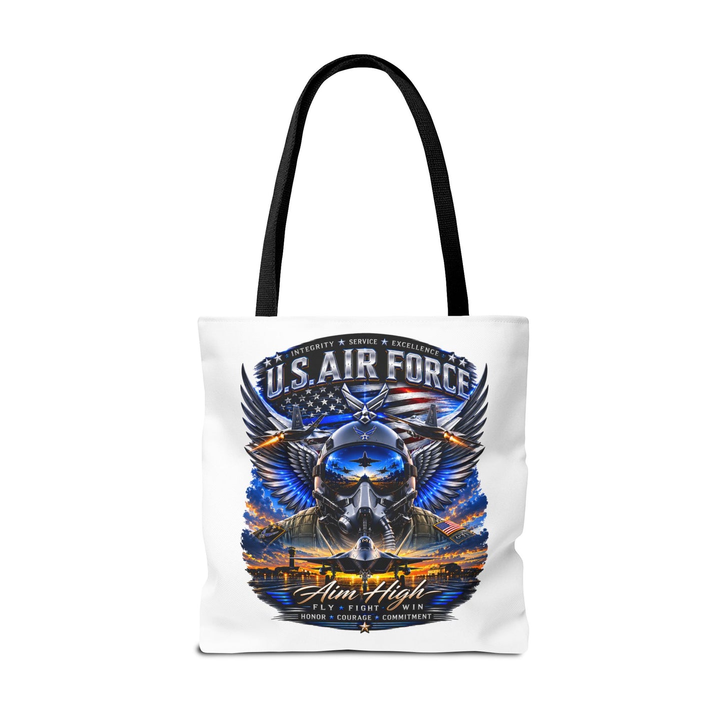 U.S. Air Force Aviator Tote Bag – 'Aim High' Military Pilot Design