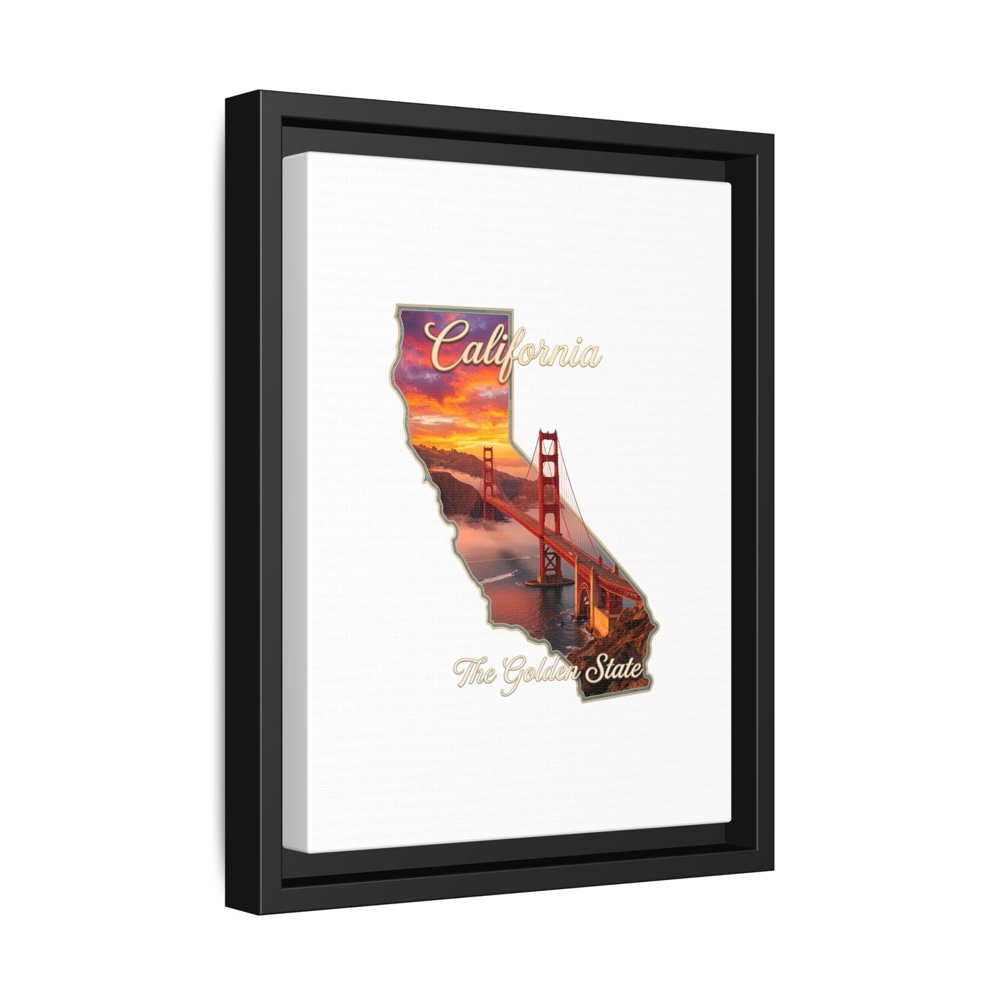 California Golden Gate Map Matte Canvas Print (Framed)