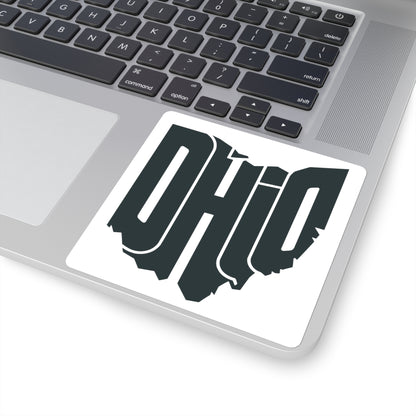 Ohio State Outline Sticker — Retro Bold OHIO Square Decal for Laptops & Water Bottles