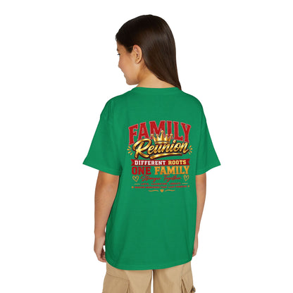 Family Reunion Youth T-Shirt — "Different Roots One Family" Kids Reunion Tee