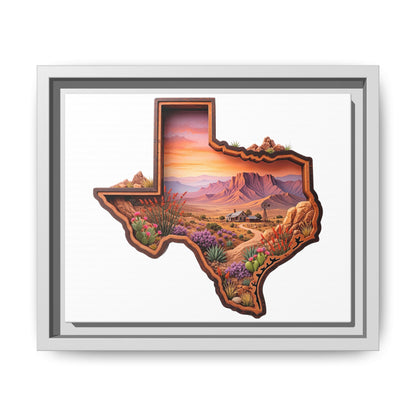 Framed Texas Landscape Matte Canvas — Desert Sunset State Art Print