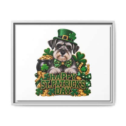 Happy St. Patrick’s Day Schnauzer Framed Canvas