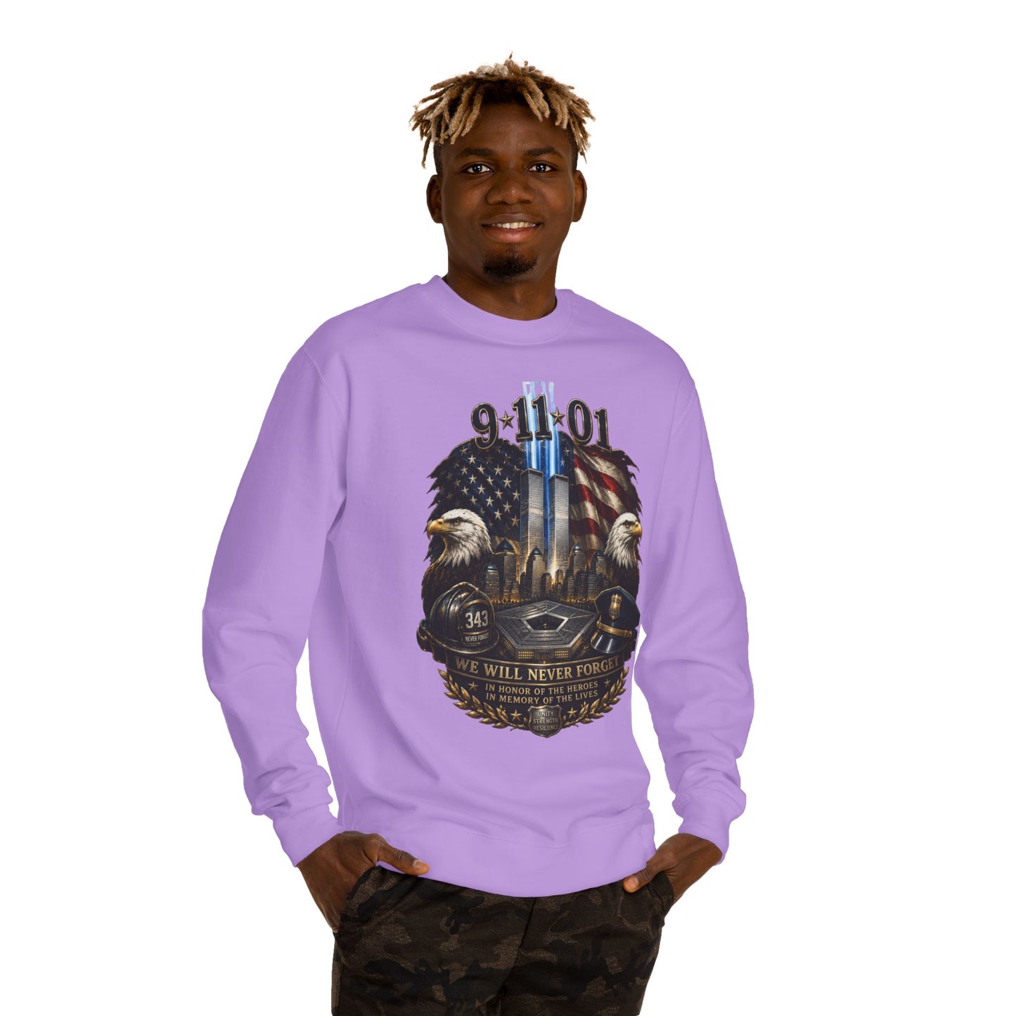 9/11 Memorial Sweatshirt — We Will Never Forget Tribute Crewneck