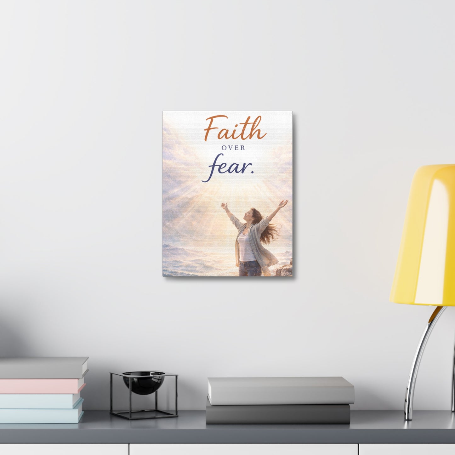 Faith Over Fear Stretched Canvas – Inspirational Christian Wall Art