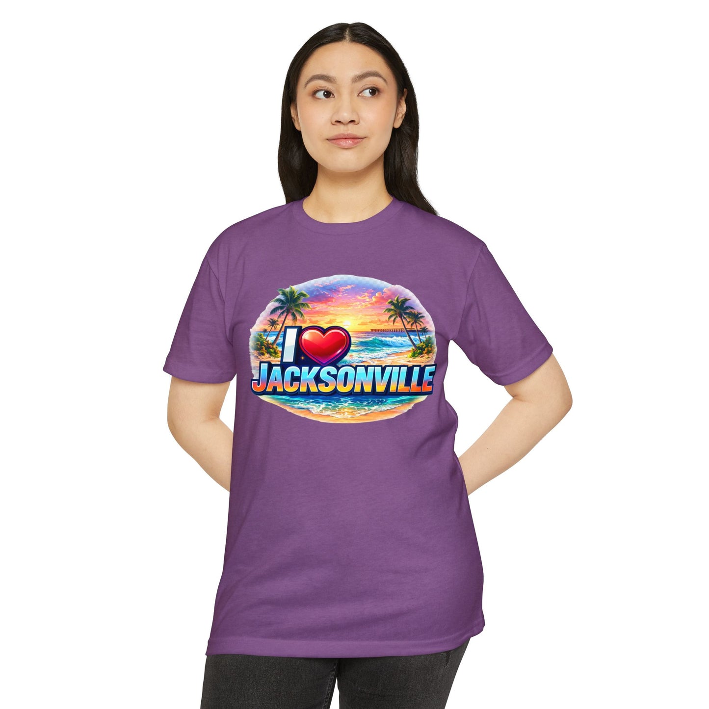 I  Jacksonville Beach T-Shirt — Retro Sunset Palm Vacation Tee