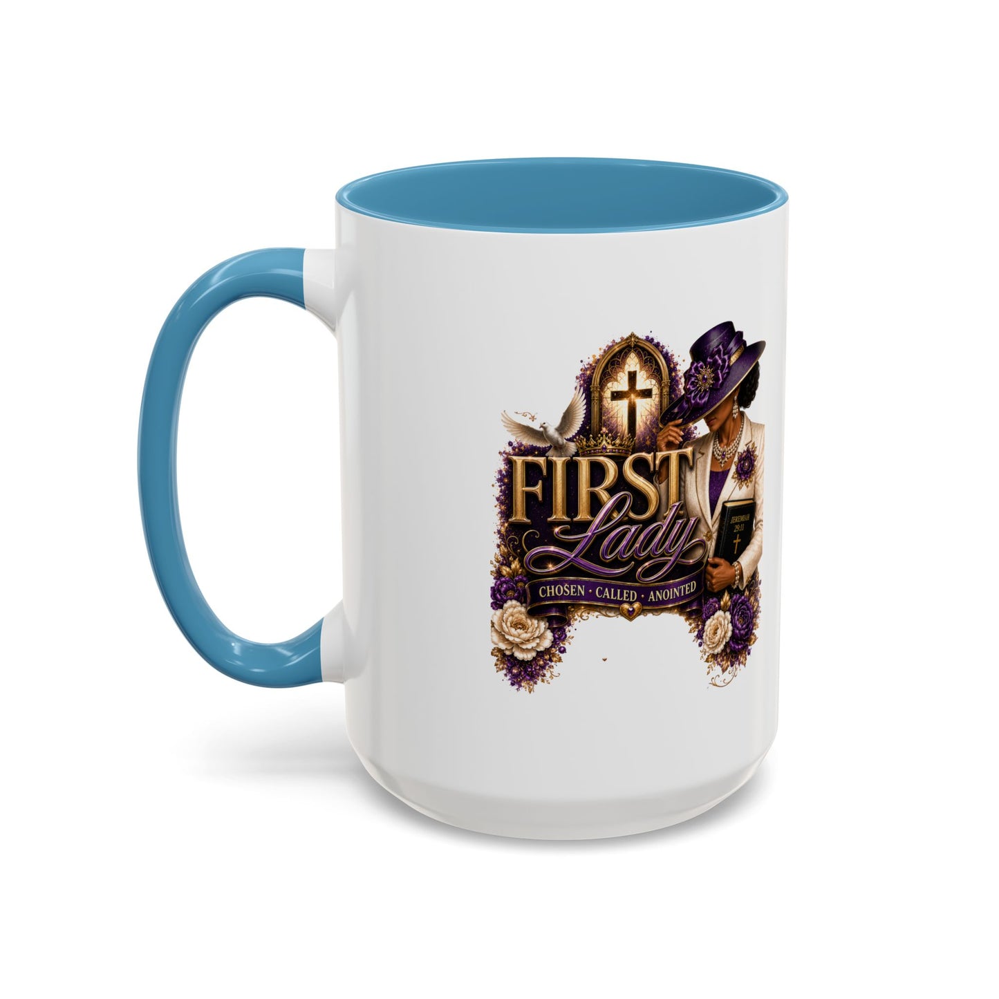 First Lady Church Coffee Mug — Elegant Purple Hat Gospel Tea Cup (11/15oz)