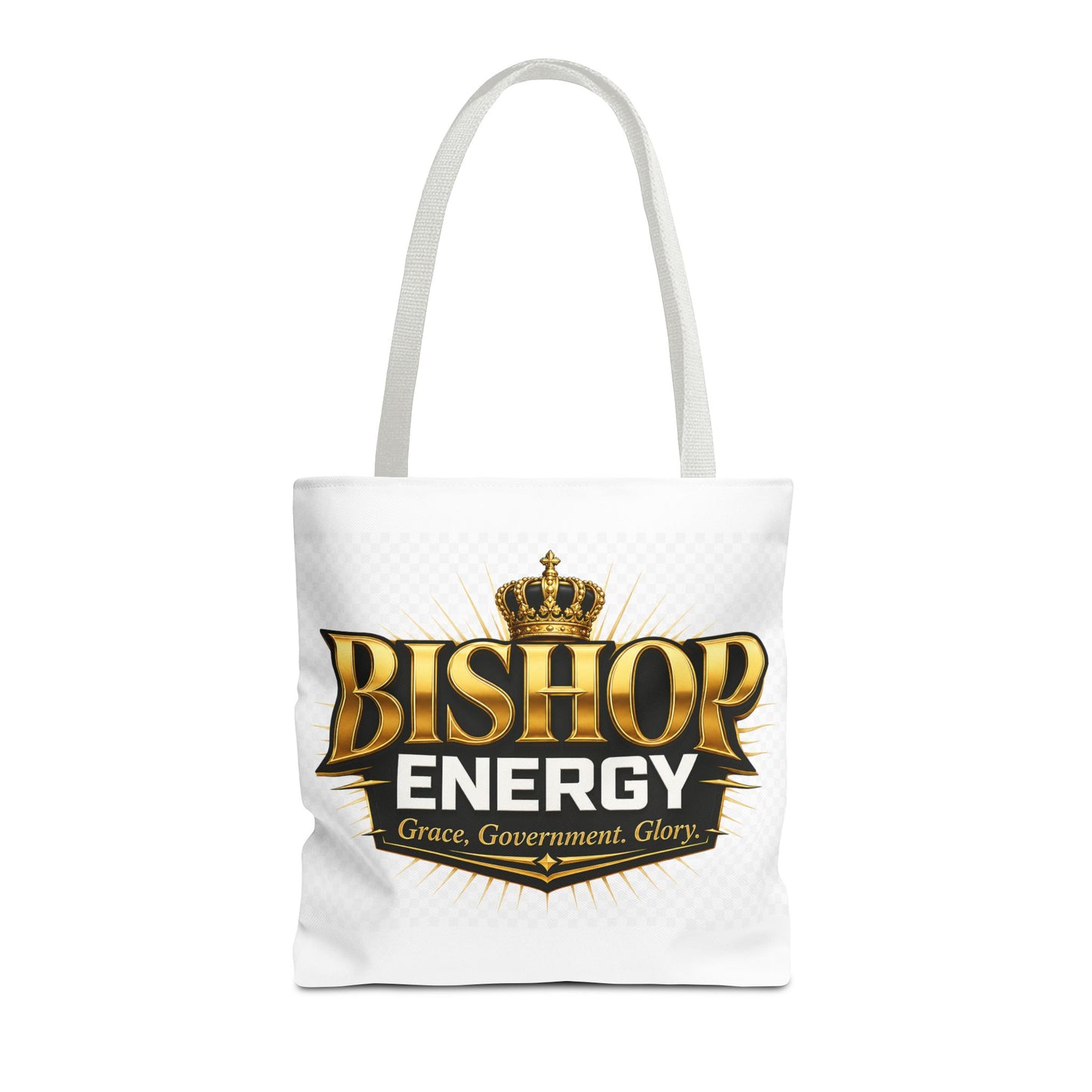 Bishop Energy Tote Bag — Gold Crown Logo Tote for Church Leaders & Faith Events