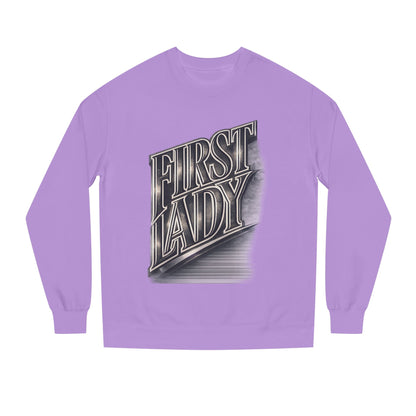 First Lady Graphic Sweatshirt — Retro Metallic Typography Crewneck