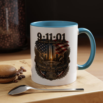 9·11 Memorial Coffee Mug — Never Forget Tribute Accent Mug (11/15oz)