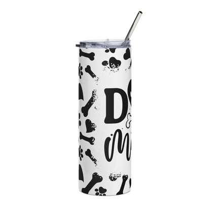 Dog Mom 20oz Stainless Steel Tumbler – Paw Print & Bones Travel Cup