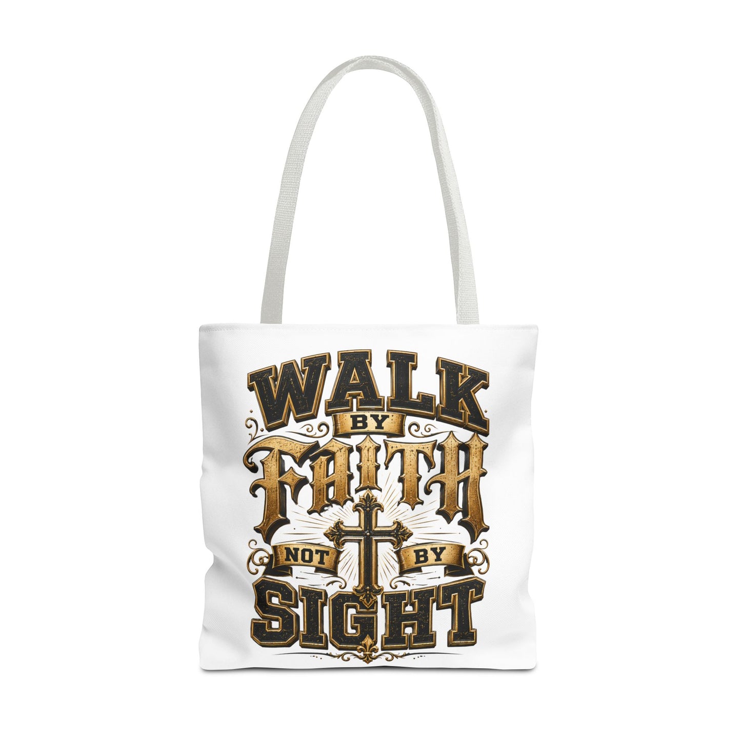 Walk by Faith Tote Bag — Christian Inspirational Cross Tote