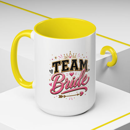 Team Bride Accent Coffee Mug — Pink & Gold Bachelorette Bridal Shower Gift (11/15 oz)