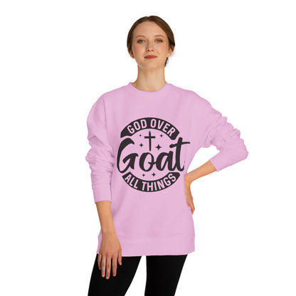 God Over Goat Crewneck Sweatshirt - Christian Faith Graphic Pullover