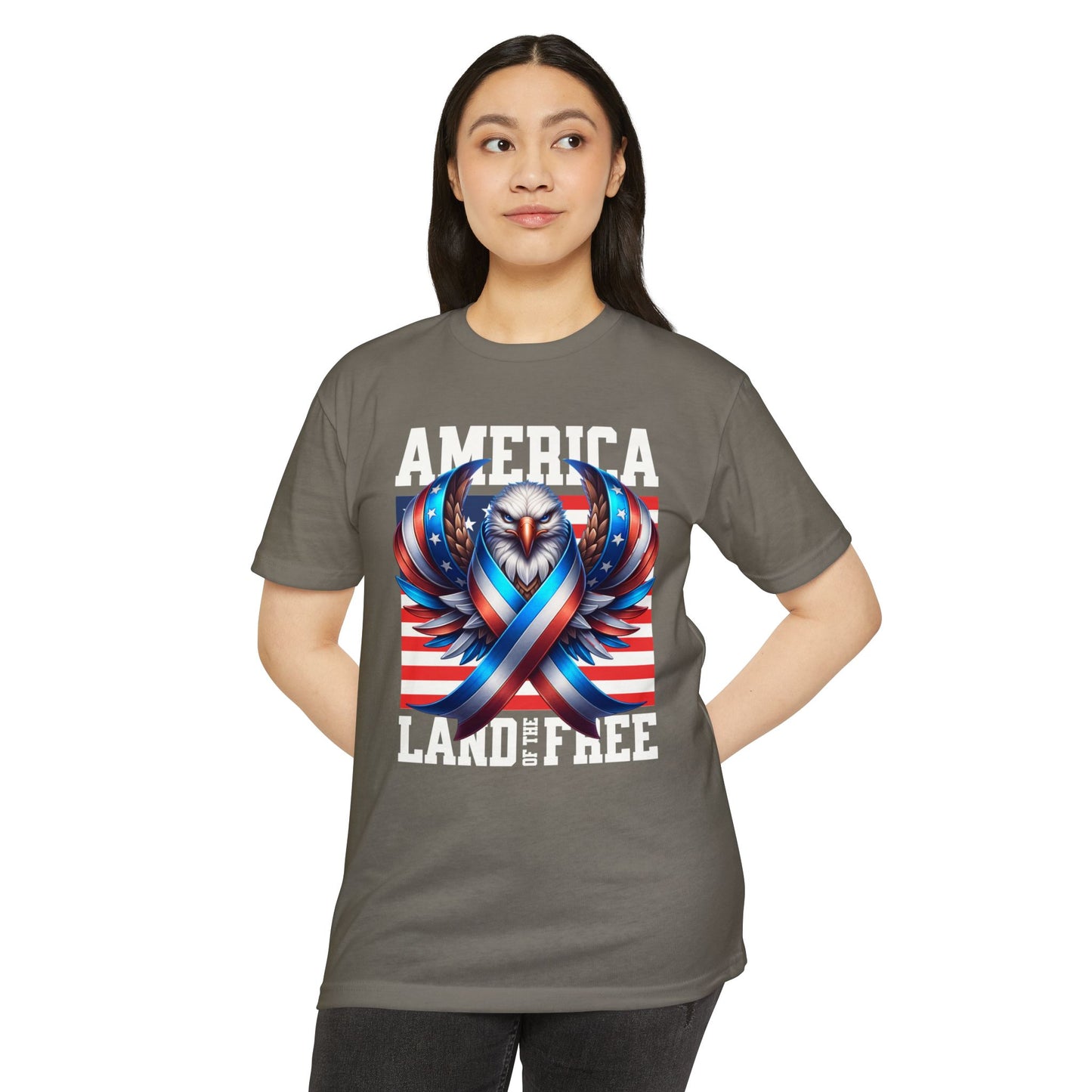 America Land of the Free Eagle Ribbon T-Shirt