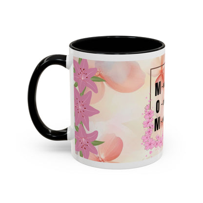 Mom Acronym Coffee Mug — "MOM: Magical • One-of-a-Kind • Motivator" Floral Accent