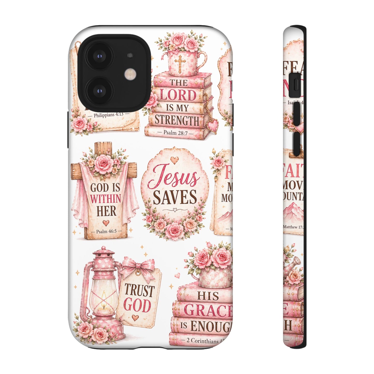 Faith Phone Case — 'Jesus Saves' Floral Christian Scripture iPhone Case
