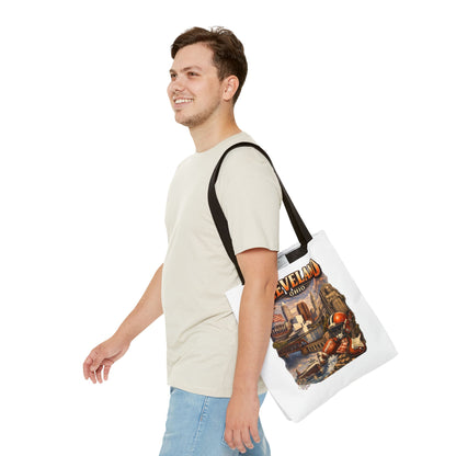 Cleveland Cityscape Tote Bag — Vintage Ohio Skyline & Sports Montage