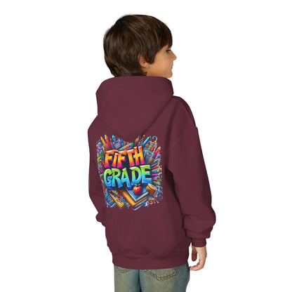 Fifth Grade Kids Hoodie - Colorful School Supplies Back-to-School Sweatshirt