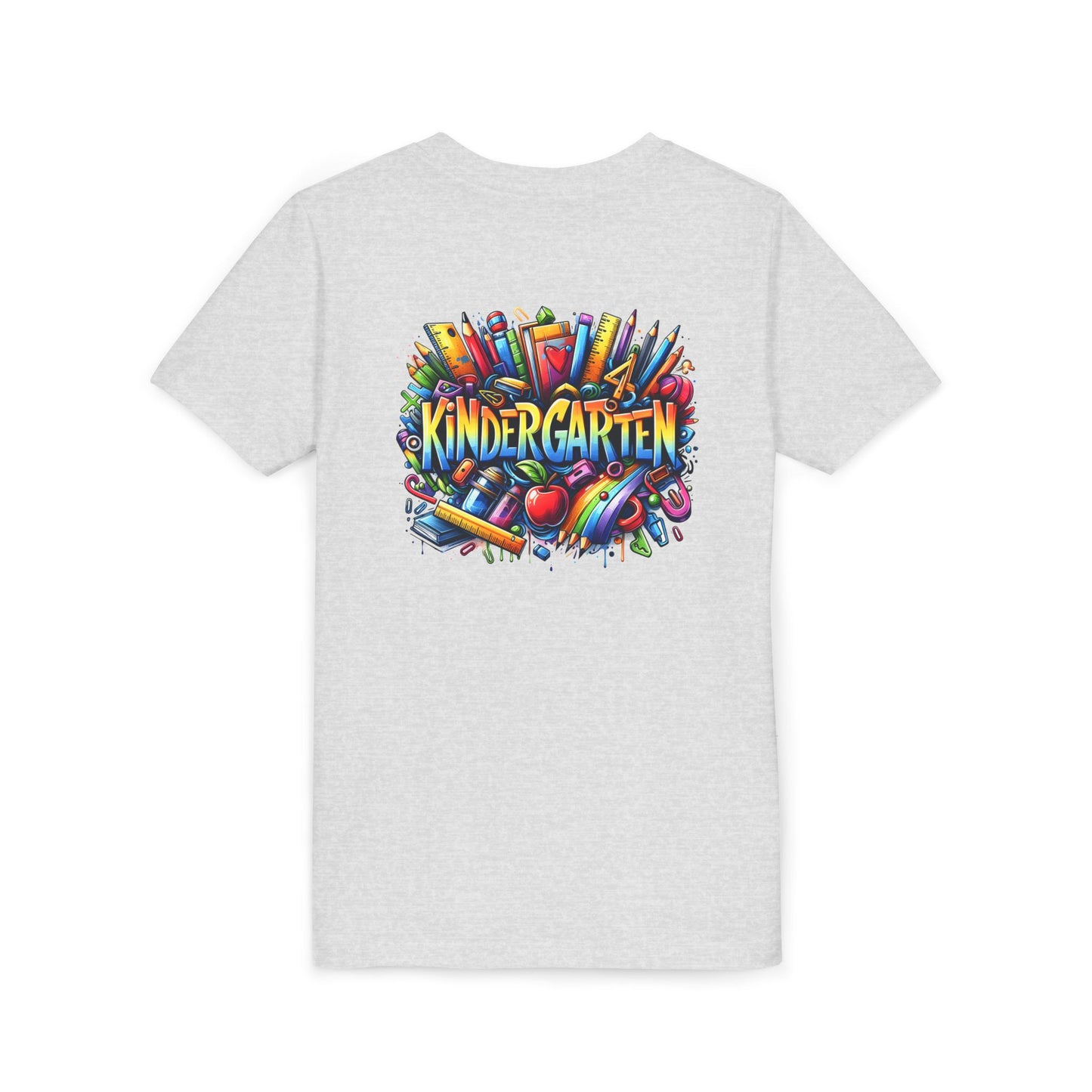 Kindergarten Colorful School Supplies Youth Tee — Back-to-School Kids T-Shirt