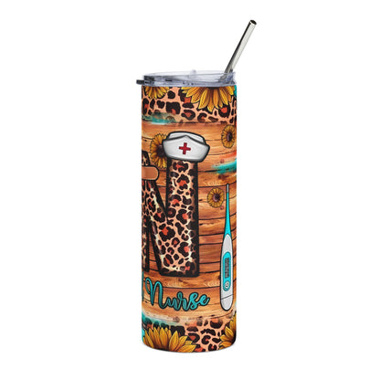 Leopard Nursing Tumbler 20oz — Registered Nurse Sunflower Stainless Steel Cup