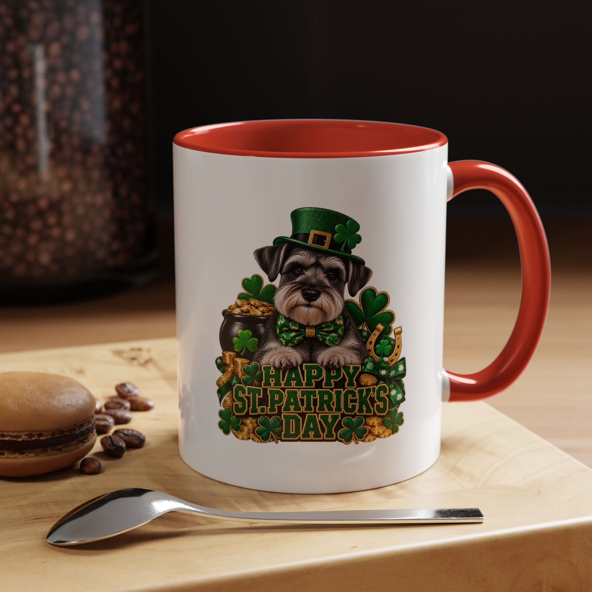 St. Patrick's Day Schnauzer Coffee Mug – Happy St. Patrick's Day Accent Mug