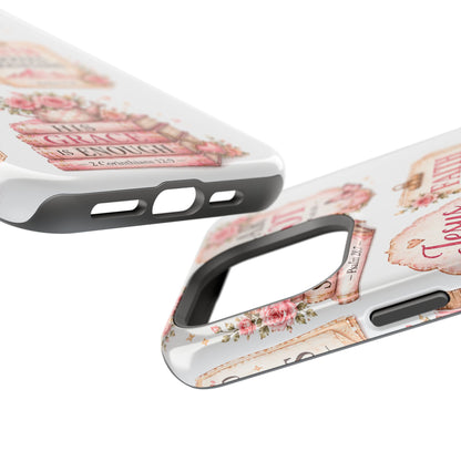 Christian Phone Case - "Fear Not, Faith Moves Mountains, Jesus Saves" Floral Magnetic Impact-Resistant Case