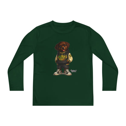 Youth Long Sleeve Tee — 'Lil Black Lab' Cute Puppy Graphic Shirt