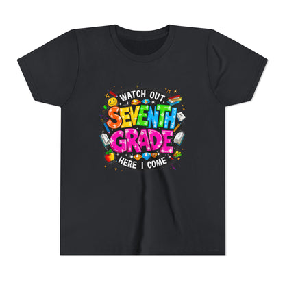 Seventh Grade Kids T-Shirt – “Watch Out Seventh Grade Here I Come” Back-to-School Tee
