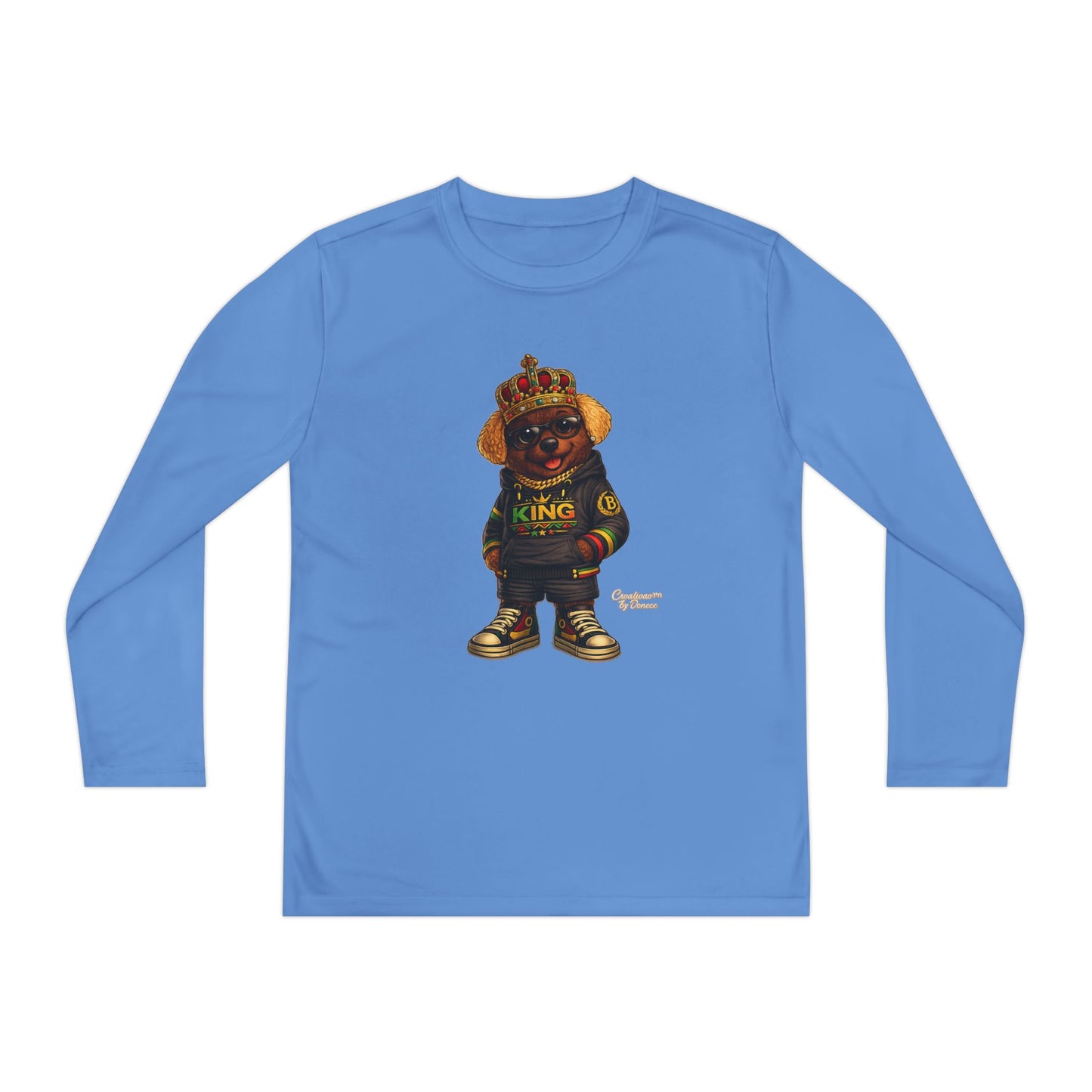 Youth Long Sleeve Tee — 'King' Bear Graphic