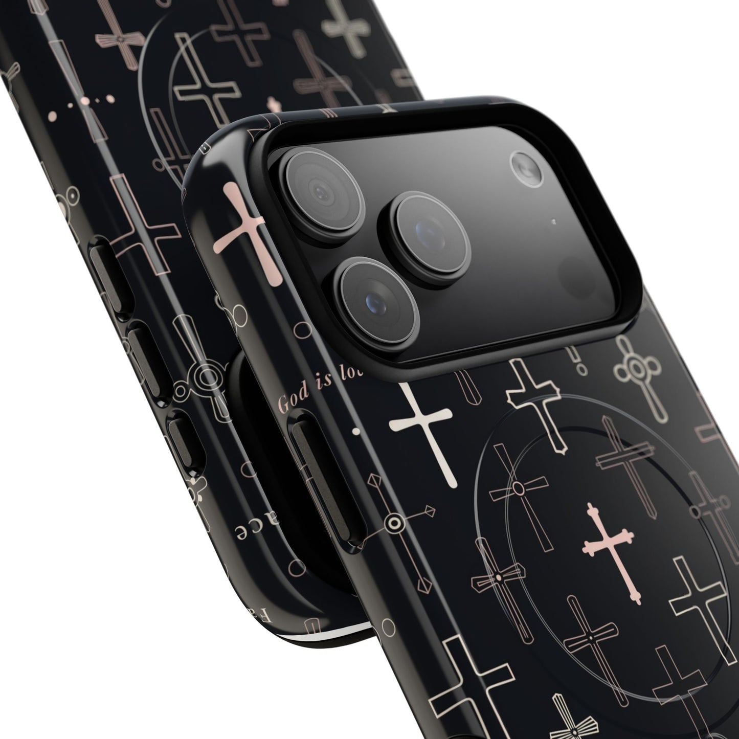 Magnetic Phone Case — Black Crosses "Grace" Protective Cover