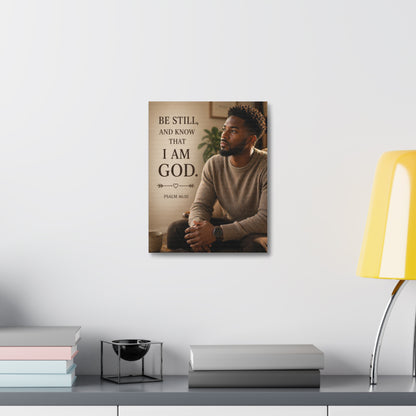 Be Still Psalm 46:10 Canvas Wall Art — Inspirational Christian Stretched Canvas