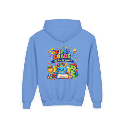 First Grade Hoodie - "First Grade Ready To Rule" Kids Back-to-School Sweatshirt