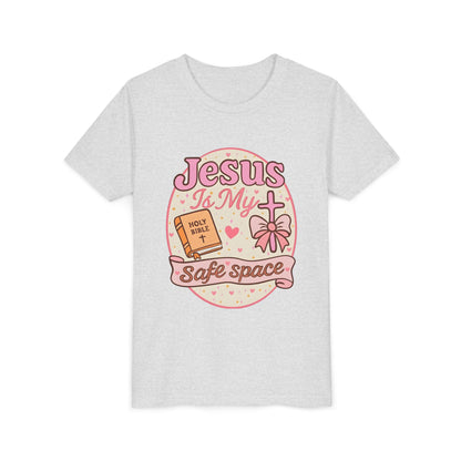 Youth Tee — "Jesus Is My Safe Space" Christian Kids T-Shirt