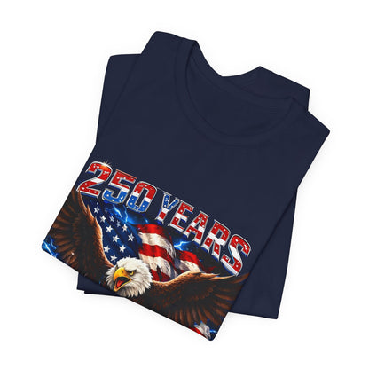 250 Years Bald Eagle American Flag T-Shirt — 1776–2026 Patriotic Tee