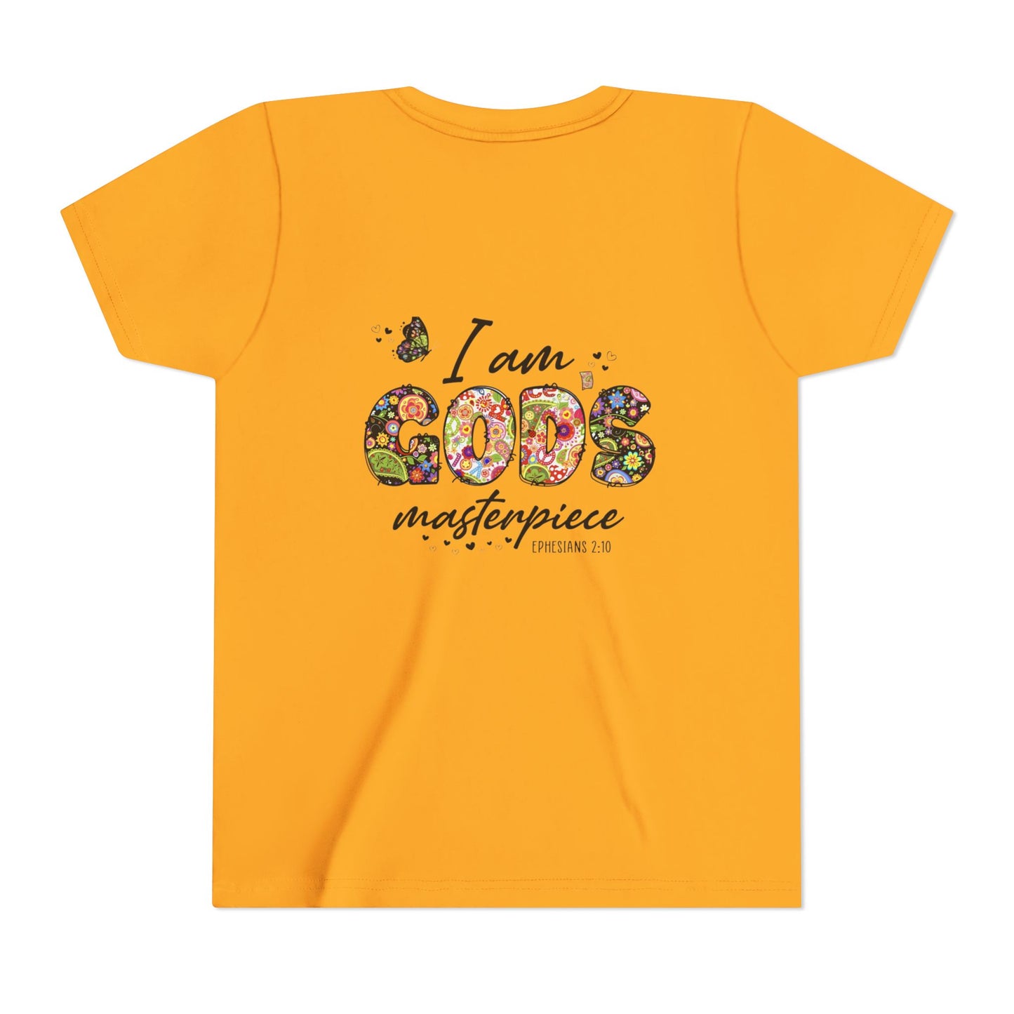 I Am God’s Masterpiece Youth Tee — Floral Christian Inspirational Shirt