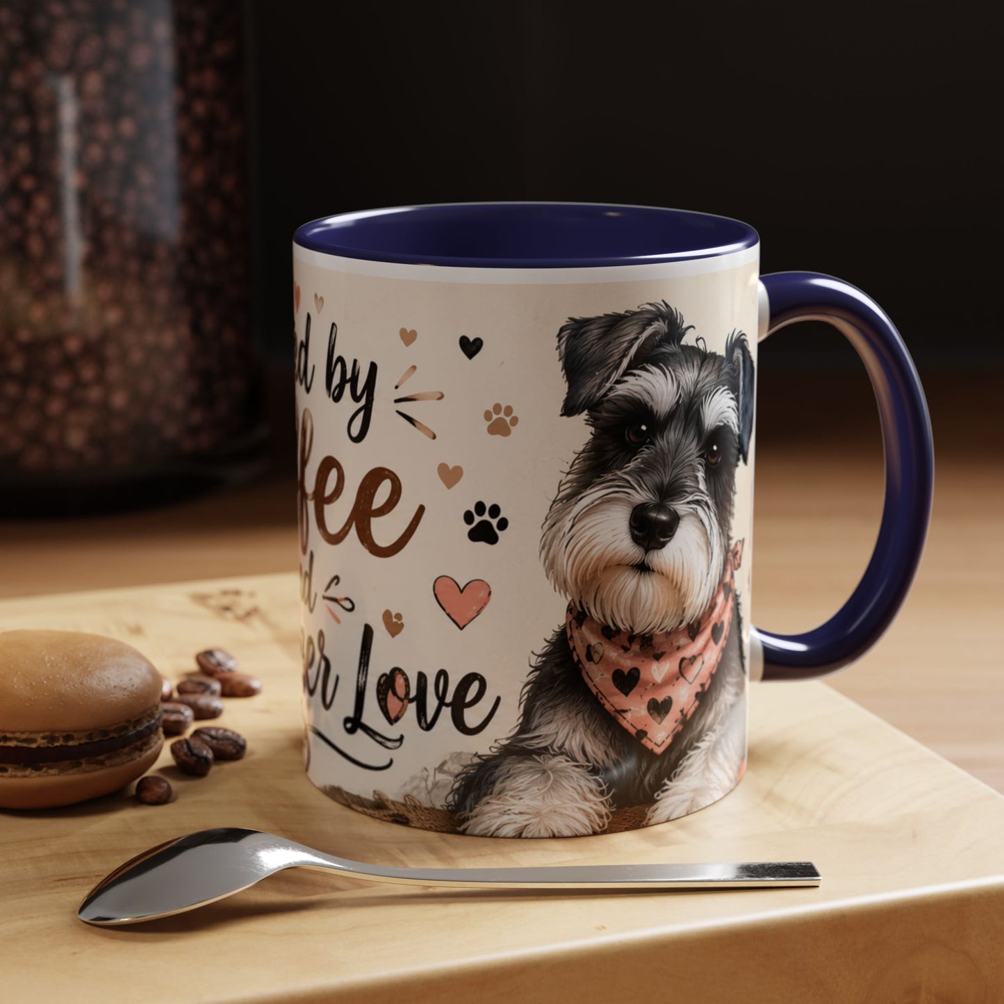 Fueled by Coffee and Schnauzer Love Accent Mug — Dog Lover Coffee Cup (11/15 oz)
