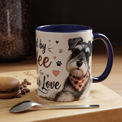 Fueled by Coffee and Schnauzer Love Accent Mug — Dog Lover Coffee Cup (11/15 oz)