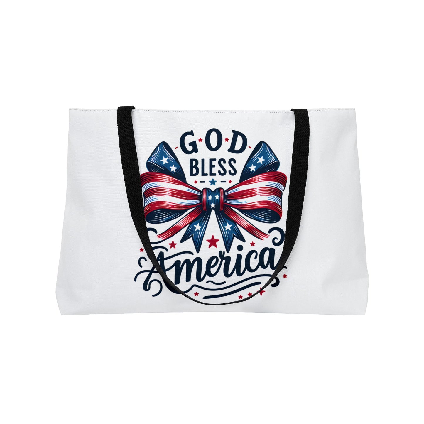 Weekender Tote Bag - "God Bless America" Patriotic Bow Beach & 4th of July Tote