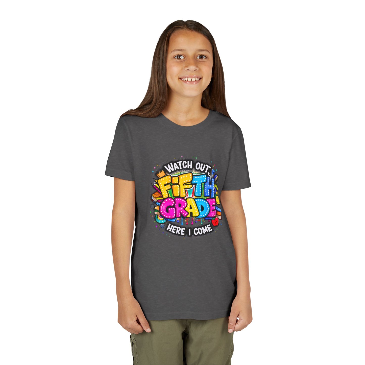 Fifth Grade T‑Shirt for Kids - "Watch Out Fifth Grade Here I Come" Back-to-School Tee
