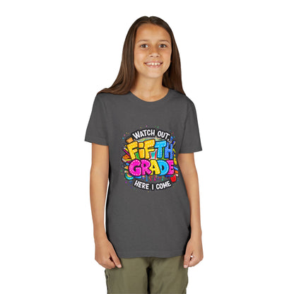 Fifth Grade T‑Shirt for Kids - "Watch Out Fifth Grade Here I Come" Back-to-School Tee