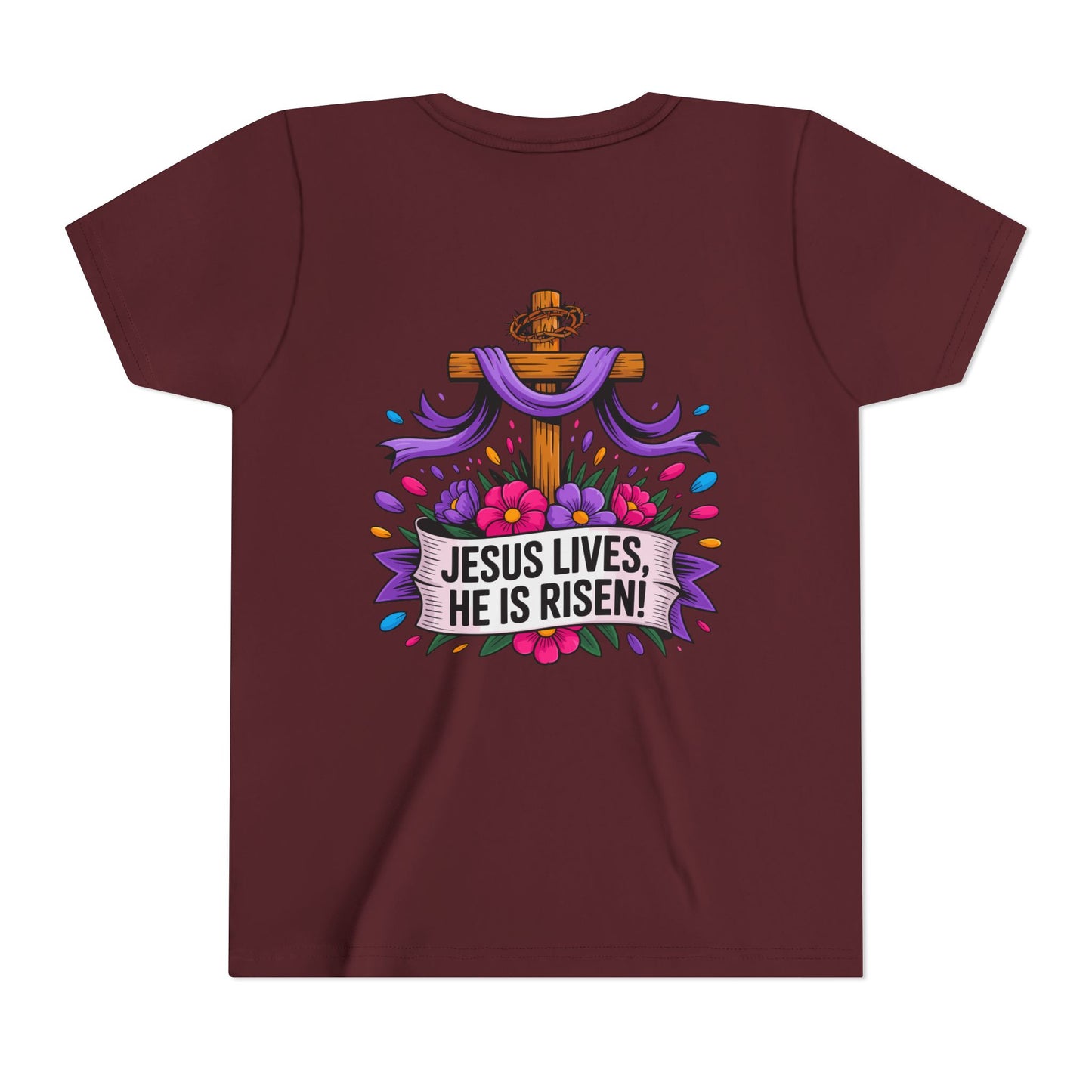 Youth Tee — "Jesus Lives, He Is Risen!" Easter Christian Tee
