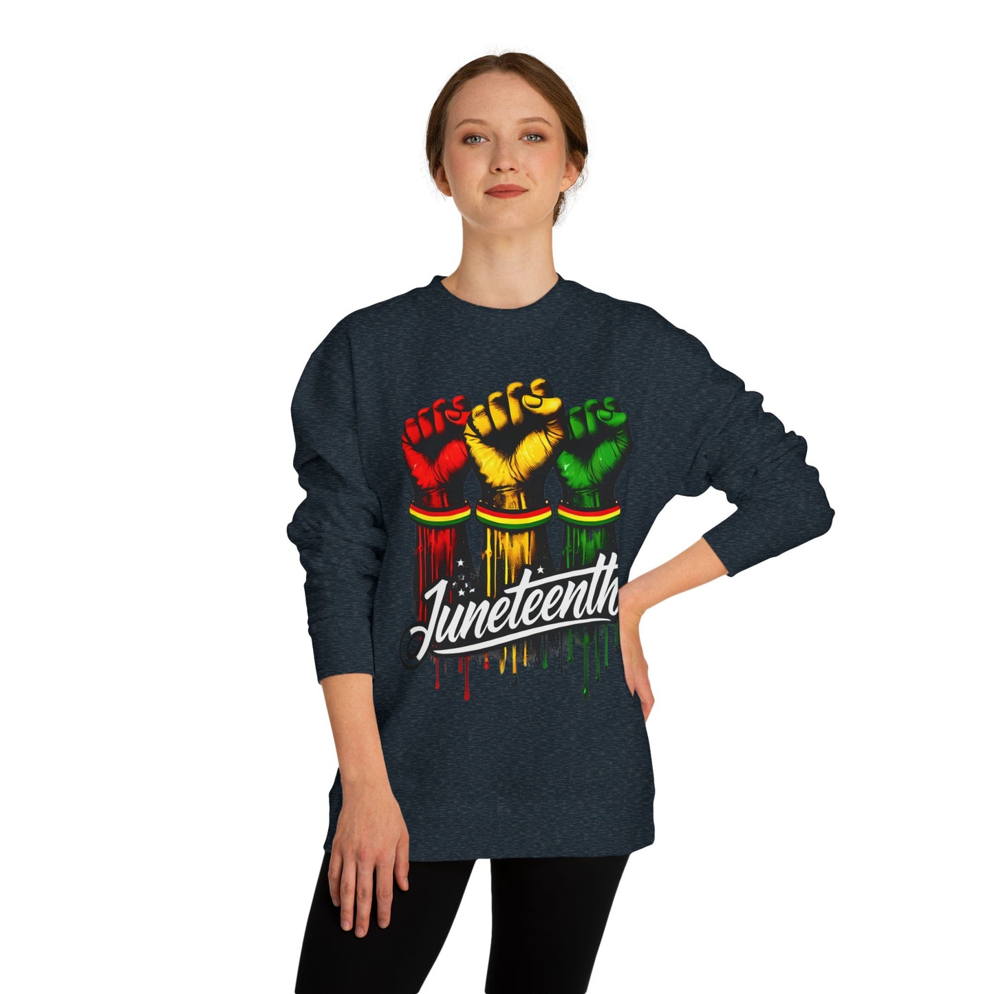 Juneteenth Fist Sweatshirt – Black Power Red Yellow Green Pride Crewneck