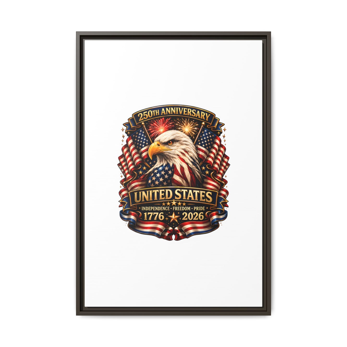 Patriotic Eagle 250th Anniversary Framed Canvas Print — United States 1776–2026