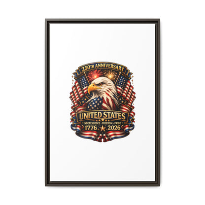 Patriotic Eagle 250th Anniversary Framed Canvas Print — United States 1776–2026