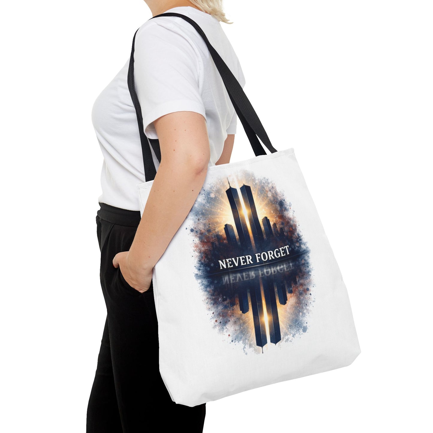 Never Forget Memorial Tote Bag — 9/11 Tribute Skyline All-Over Print