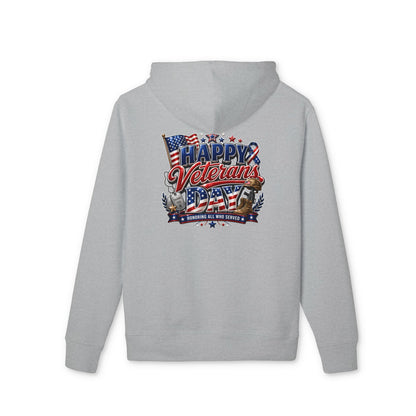 Veterans Day Hoodie - "Happy Veterans Day" Patriotic American Flag Design